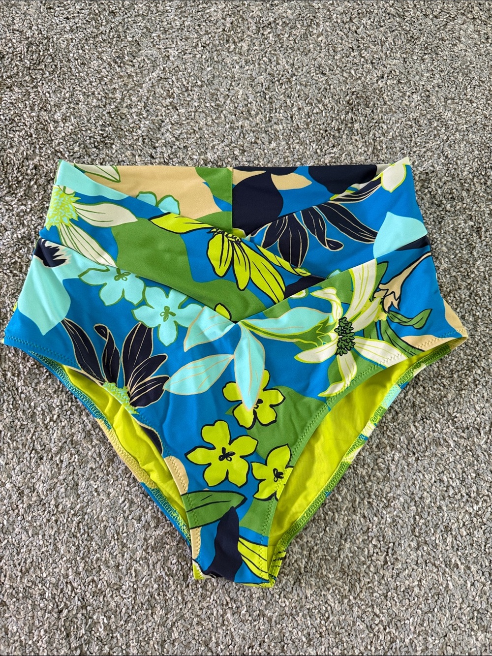 Aerie High-Waist Floral Bikini Bottoms in Blue & Green
